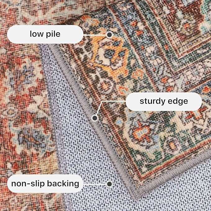 GENIMO 4x6 Area Rugs for Living Room, Machine Washable Non Slip Vintage Rugs - Image 6