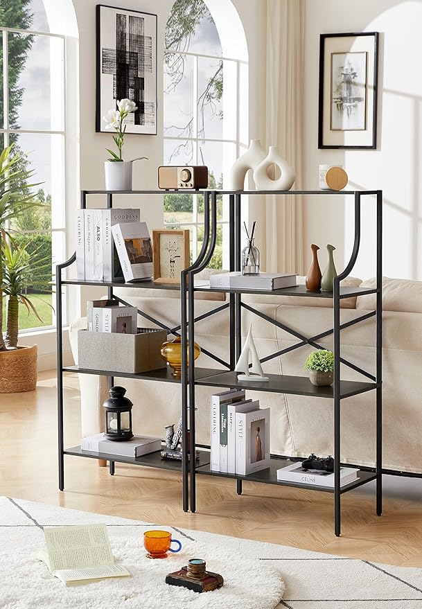 4 Tier Bookshelf, Entryway Standing Shelf Units - Image 3