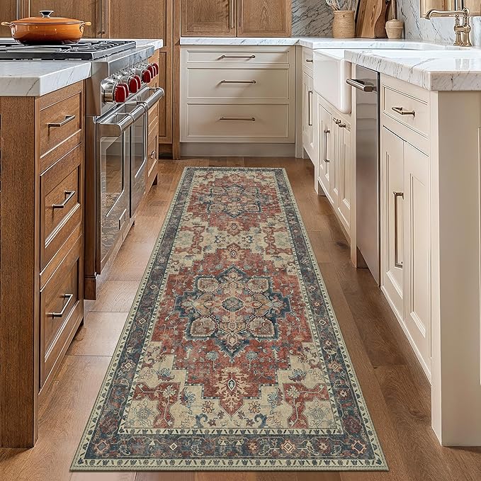 GENIMO 2'6''x12 Runner Rugs for Hallway, Machine Washable Non Slip Vintage Rugs - Image 8