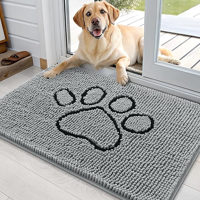 OLANLY Door Mat for Muddy Dog Paws 36x24, Ultra Absorbent Chenille Mud Doormat by OLANLY