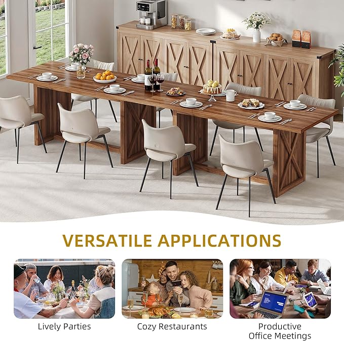 DWVO 70.8" Large Dining Table for 6 to 8 People Farmhouse Rustic Wood Dinner - Image 5