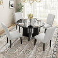 Ball & Cast Dining Table Set for 4 W/ 4 Upholstered Chairs, 5 Piece Dining by BallCast