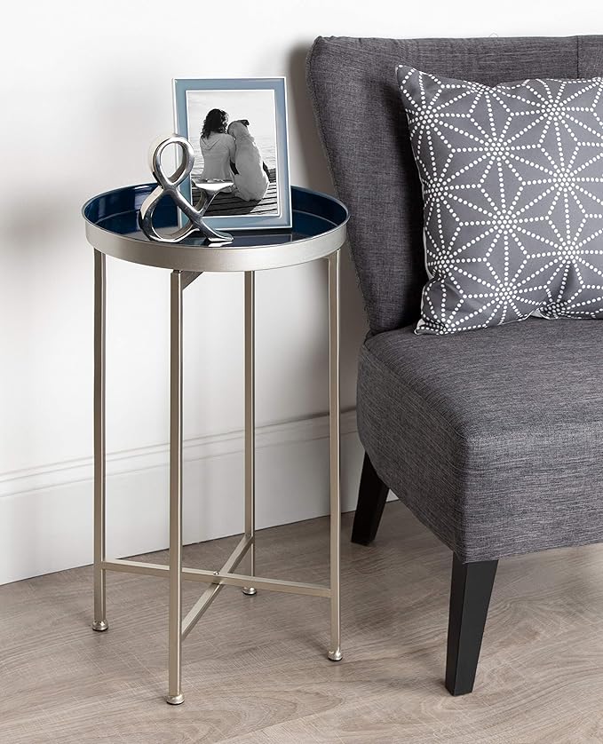 Kate and Laurel Celia Round Foldable Tray Accent Table, Modern Minimalist - Image 2