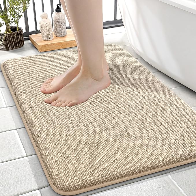 OLANLY Thick Memory Foam Bath Mat Rug 24x16, Extra Soft Absorbent Bathroom Rug by OLANLY