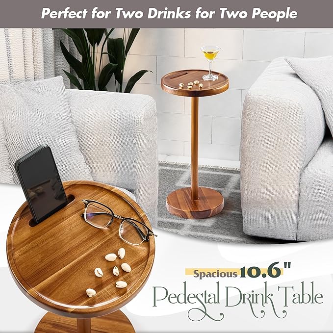 Drink Table, 24.4" Tall Compact Side Table - Image 5