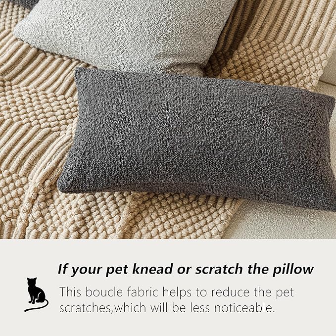 Foindtower Pack of 2 Textured Boucle Throw Pillow Covers Accent Solid - Image 4