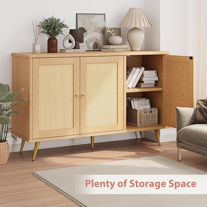 Shintenchi Large Rattan Storage Cabinet, Modern Sideboard Cabinet, Accent Large - Image 5