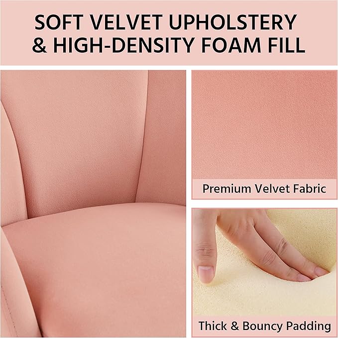 Yaheetech Flower Shape Velvet Vanity Chair, Modern Side Armchair Makeup Chair - Image 7