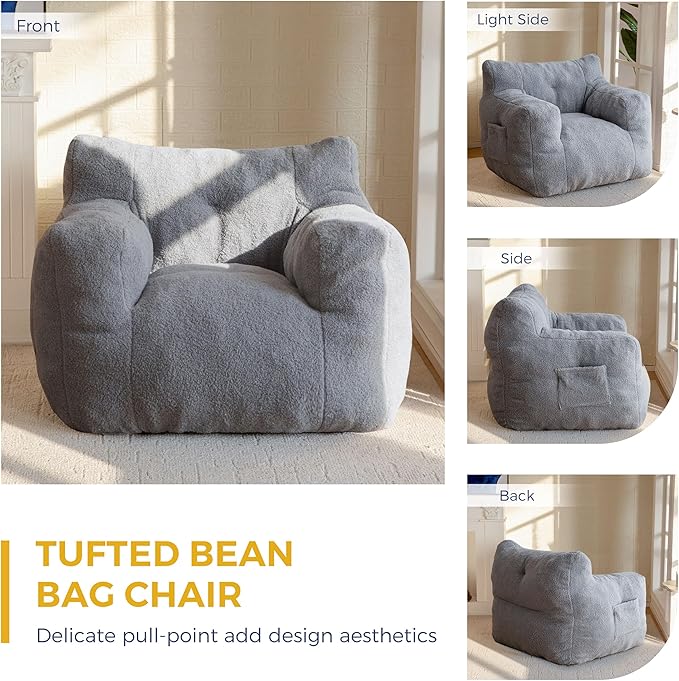 MAXYOYO Bean Bag Chair, Tufted Bean Bag Sofa - Image 5