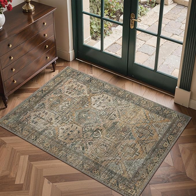 GENIMO 2x3 Area Rugs for Living Room, Machine Washable Non Slip Vintage Rugs by GENIMO