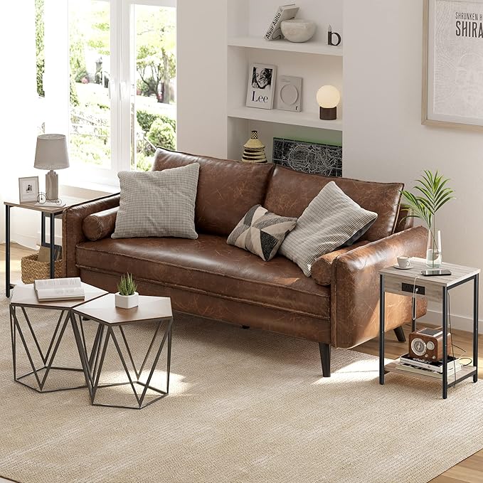 TUTOTAK End Table with Charging Station, Side Table with 2 USB Ports and 2 - Image 5