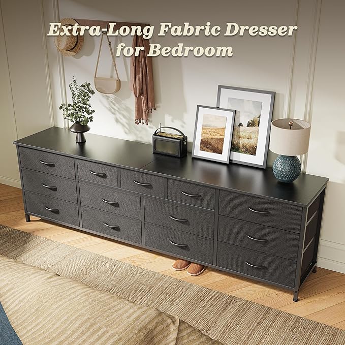 Huuger 70 Inch Black Dresser for Bedroom, TV Stand for 65, 80 Inch TV, 13 - Image 5