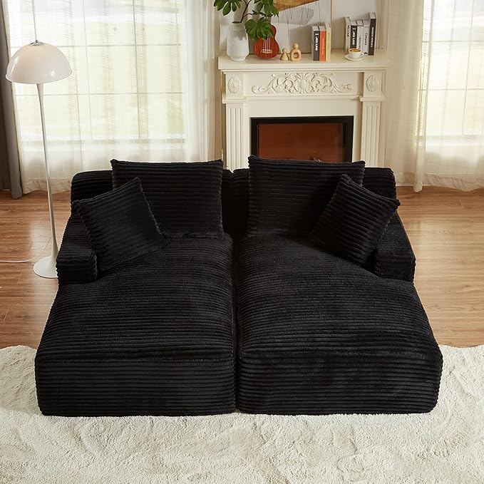 ERYE 79" Oversized Double Chaise Lounge Indoor Sleeper Recliner Sofabed - Image 4