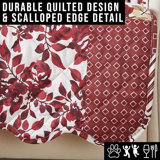 Great Bay Home Patchwork Scalloped Printed Furniture Protector Stain Resistant - Image 5