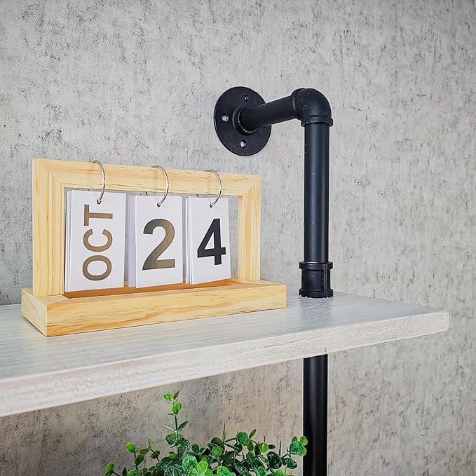 Pipe Shelves, Wall Mounted Wood Metal Industrial Shelves, Ladder Bookshelf - Image 7