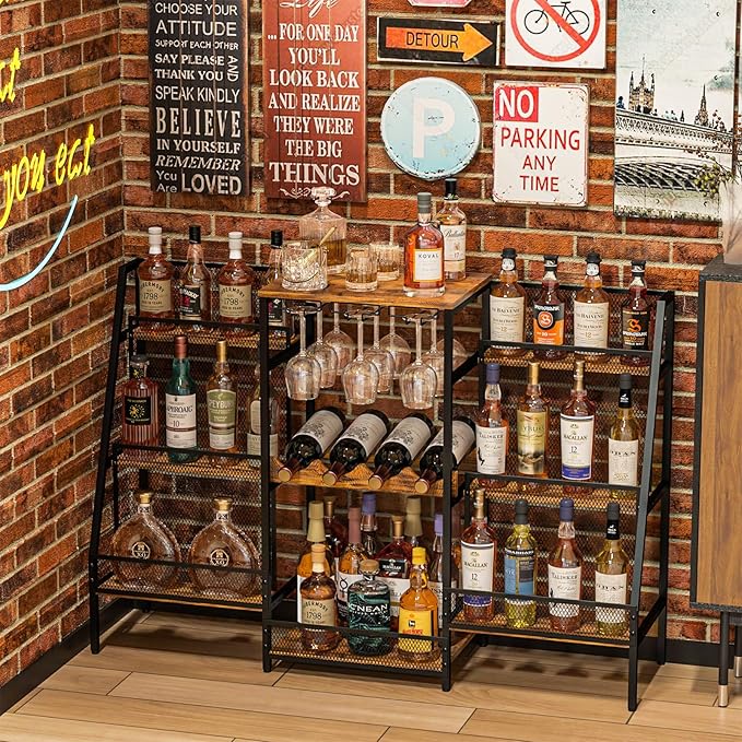 Versatile Bar Stand with Glass Holder, Wine Rack Freestanding Floor, Liquor - Image 3