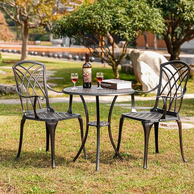 3 Piece Patio Bistro Set Outdoor Bistro Table Set Anti Rust Bistro Table and - Image 6