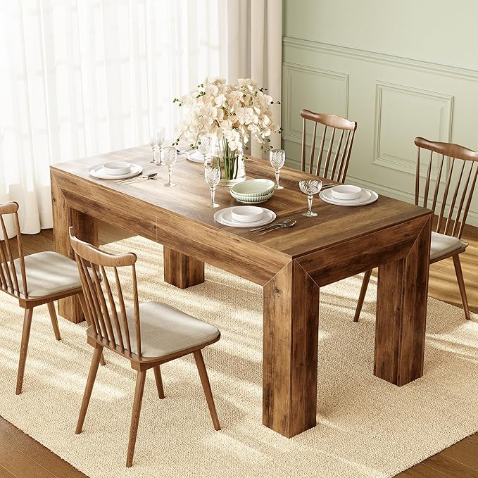 LITTLE TREE Modern Dining Table, Rectangle Heavy Duty Kitchen Table - Image 6