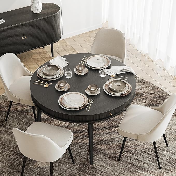 WERMO 47'' Black Round Dining Table - Image 5