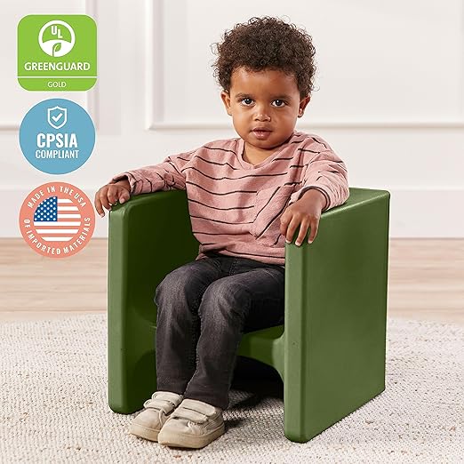 ECR4Kids Tri-Me Table and Cube Chair Set, Hunter Green - Image 7