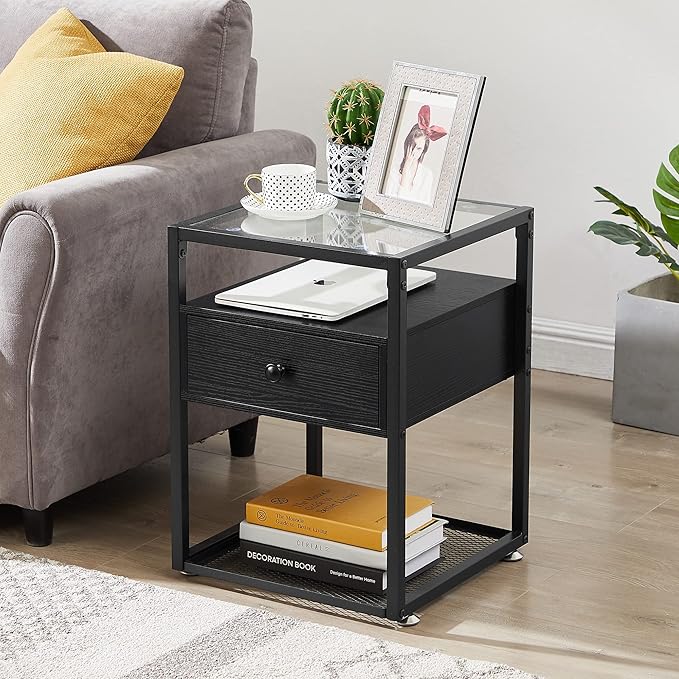 VECELO End Table, Modern Nightstand - Image 7