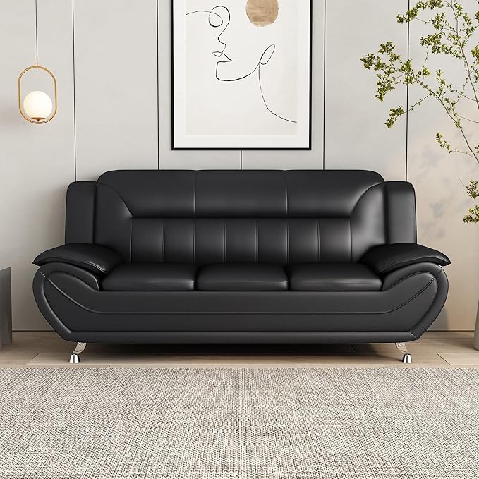 Container Furniture Direct Michael Modern Faux Leather Upholstered Stainless - Image 22