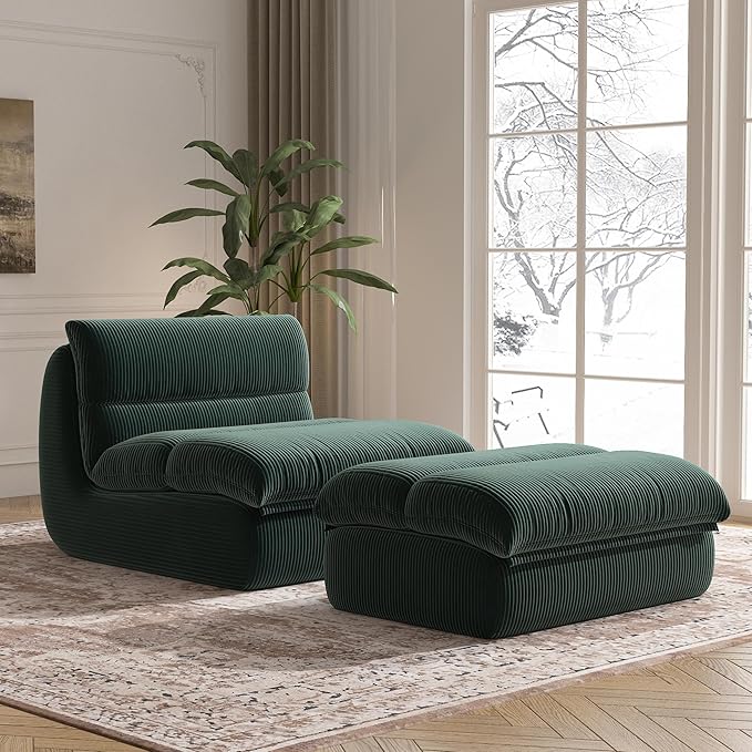Bean Bag Chair with Ottoman, Cozy Comfy Reading Nook Chairs, Ultra Soft by Unknown