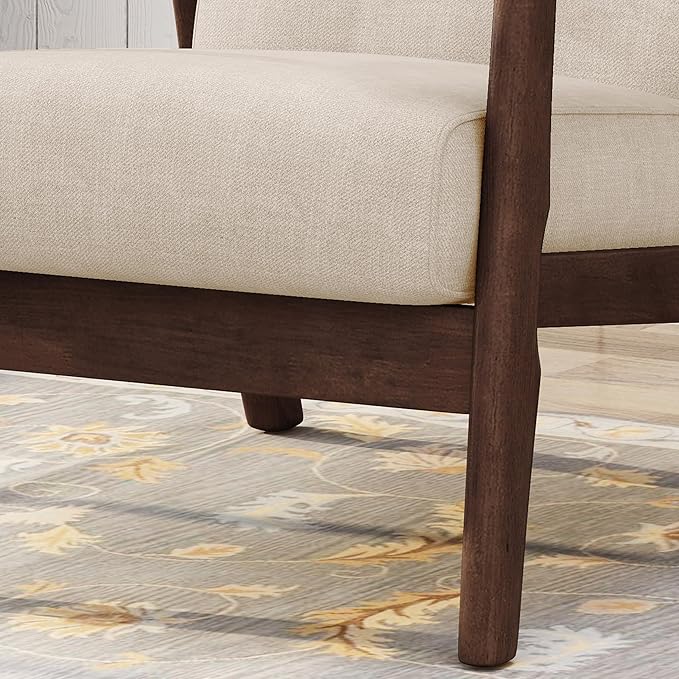 Ball & Cast Accent Chair Wide Armrest Mid-Century Lounge Living Room Chairs - Image 4