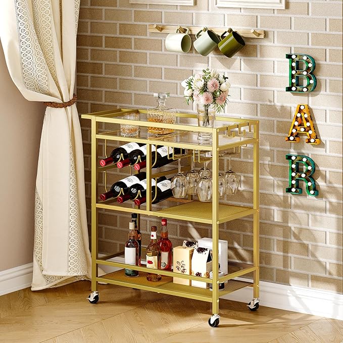 Bar Cart for Home, 3-Tier Serving Cart - Image 4
