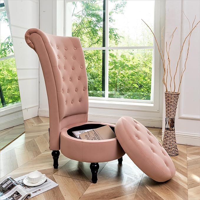 Container Furniture Direct Royal High-Back Velvet Accent Chair - Image 3