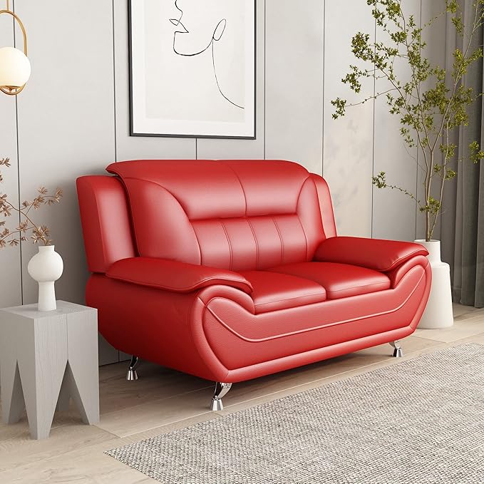 Container Furniture Direct Michael Modern Faux Leather Upholstered Stainless - Image 21