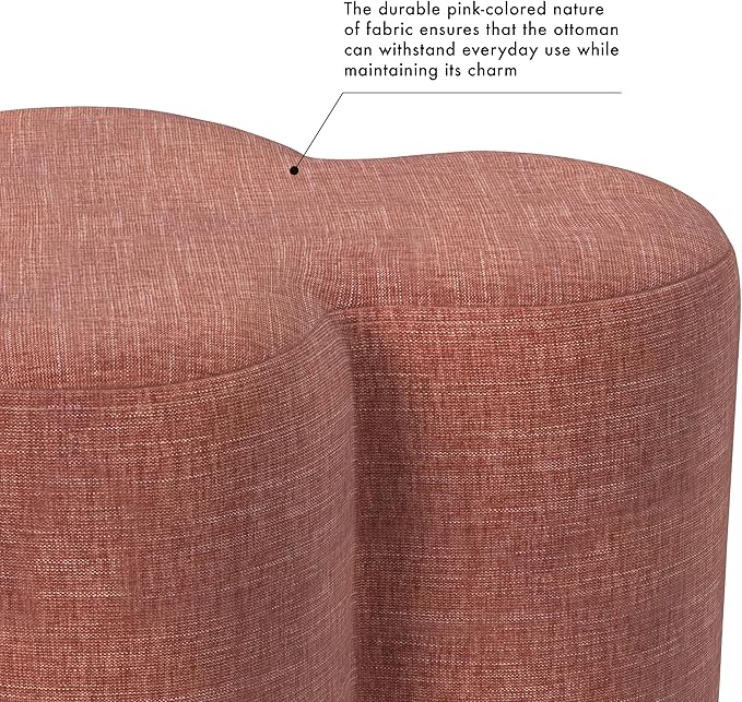 HomePop Upholstered Clover Shaped Ottoman Home Décor | Foot Rest Pouf – Pink - Image 7