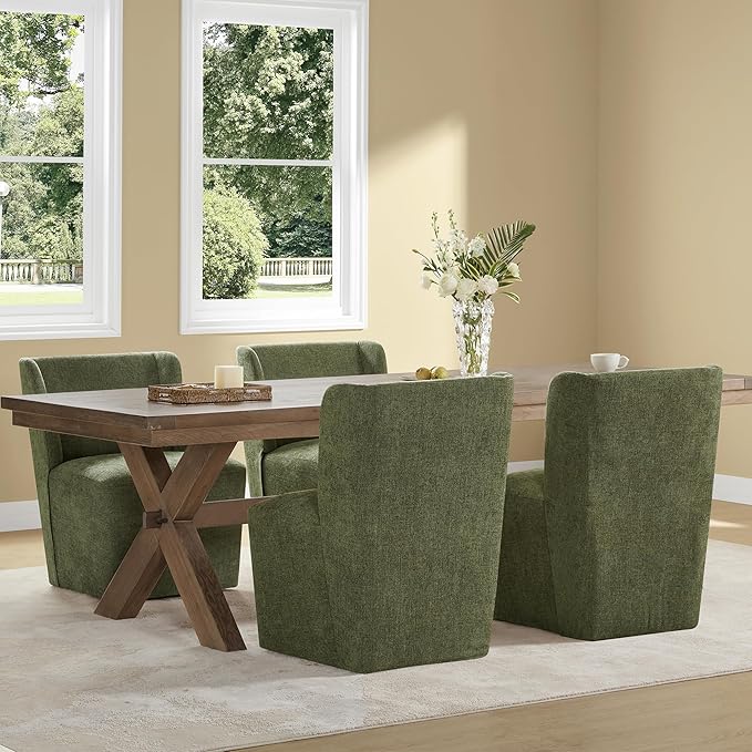 Dining Chairs with Casters Require Assembly Upholstered Wingback Single Sofa - Image 5