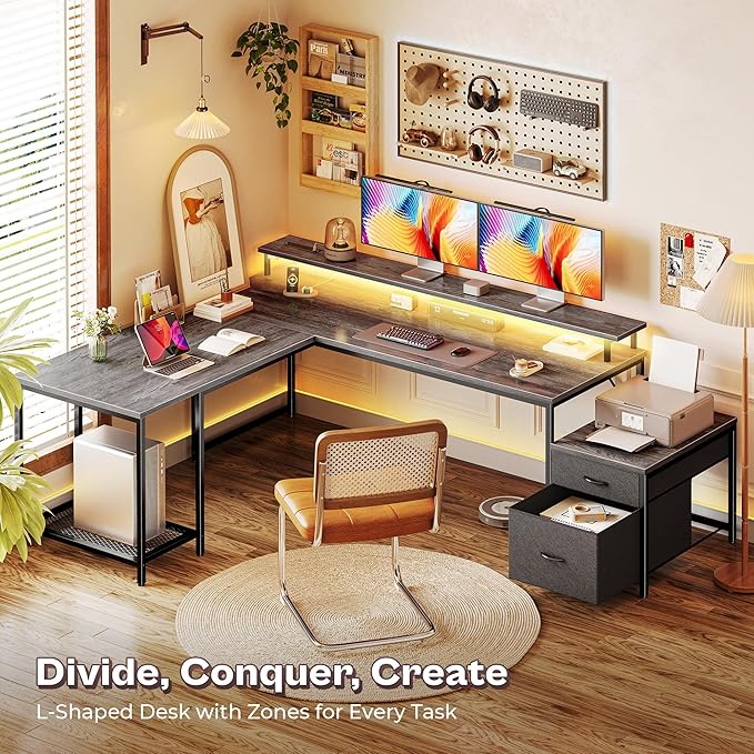 PRAISUN 66 Inch L Shaped Computer Desk - Image 6