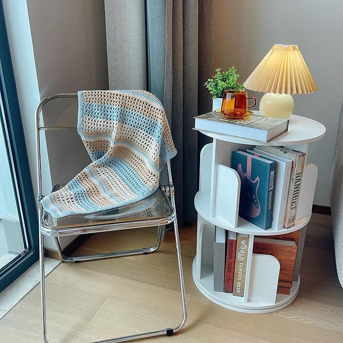 Heehee Wooden Rotating Bookshelf 360 Display Floor Standing Bookcase Storage - Image 7