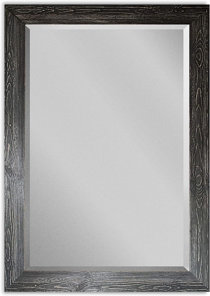 Black Rustic Mirror Rectangular Barnwood Framed Wall Mirror by WEXFORD+HOME