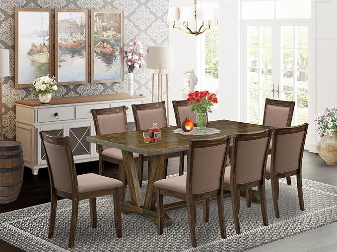 East West Furniture V777MZ748-9 9 Piece Modern Dining Table Set Includes a - Image 2