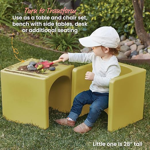 ECR4Kids Tri-Me Table and Cube Chair Set, Fern Green - Image 4
