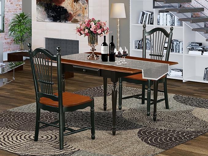 East West Furniture MZDO3-BCH-W 3 Piece Dining Set Contains a Rectangle Dining - Image 2
