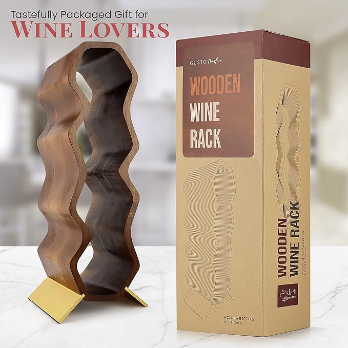 Gusto Nostro Wood Wine Rack, 7 Bottle, 2 Tier Wooden Countertop Free Standing - Image 8