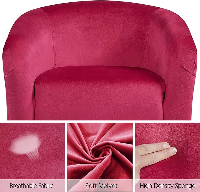 Yaheetech Club Chair, Velvet Accent Chair Upholstered Barrel Chair Sitting Chair - Image 6