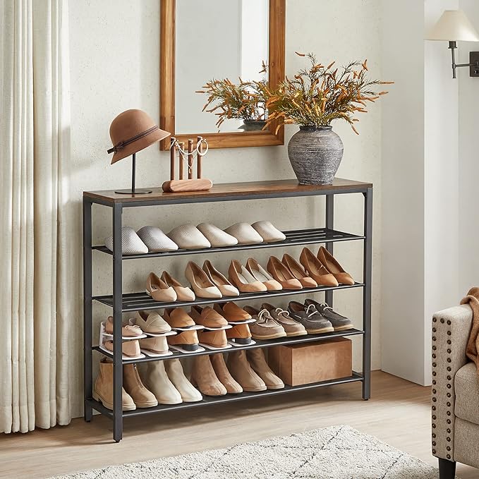 VASAGLE 5 Tier Shoe Rack for Closet, 20-25 Pairs of Shoes, Large Shoe Organizer - Image 4