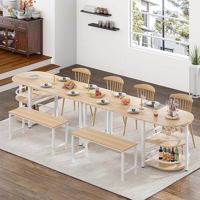 soges Dining Table for 4-6 Person, 71 inch Long Kitchen Dining Table for Living - Image 3