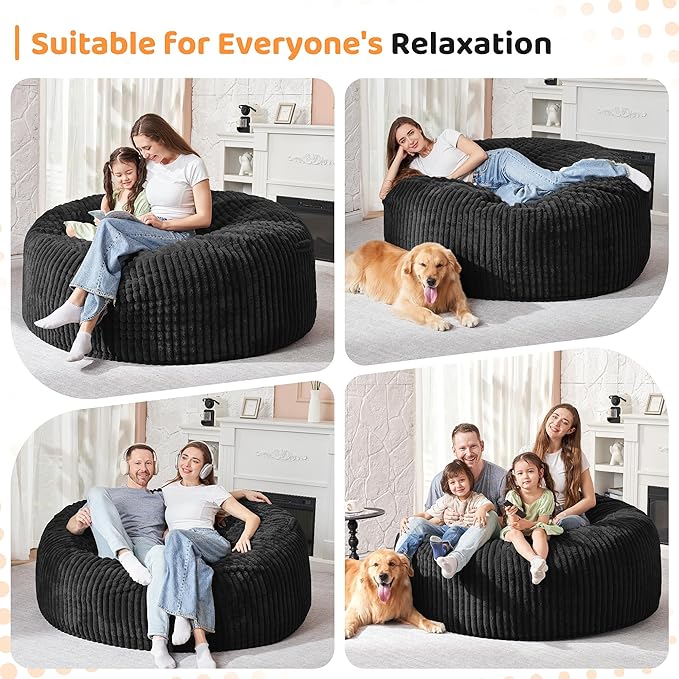 HABUTWAY 3FT Bean Bag Chair, Memory Foam Beanbag Chair - Image 4