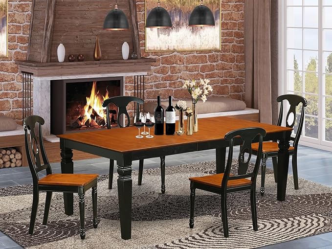 East West Furniture LGKE5-BCH-W 5 Piece Dining Room Furniture Set Includes a - Image 2
