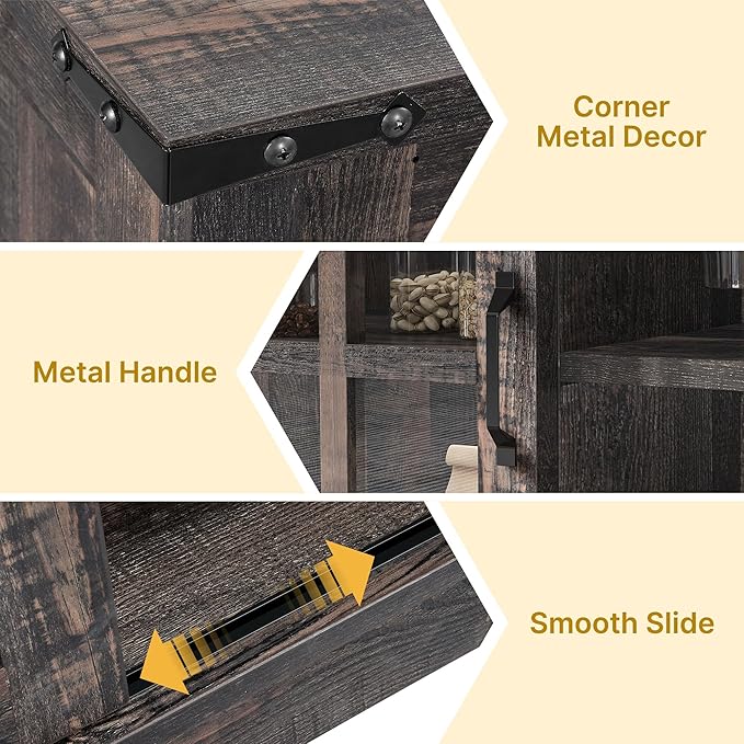 DWVO Farmhouse Coffee Bar Cabinet, Sideboard Buffet Cabinet - Image 6