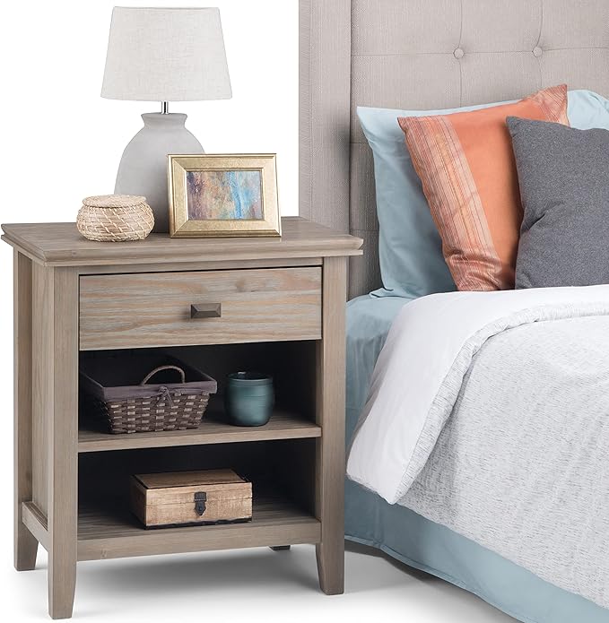 SIMPLIHOME Artisan SOLID WOOD 24 inch Wide Transitional Bedside Nightstand - Image 13