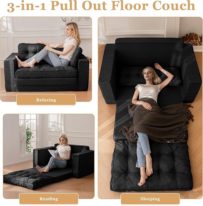 YOSHOOT Loveseat Sleeper Sofa, 3-in-1 Pull Out Floor Couch - Image 5