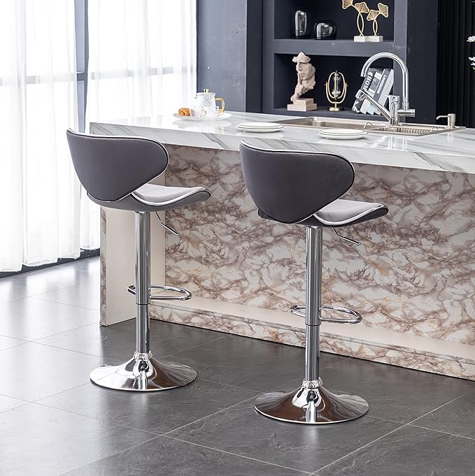 Roundhill Furniture Masaccio Velvet Upholstered Adjustable Swivel Barstool - Image 7