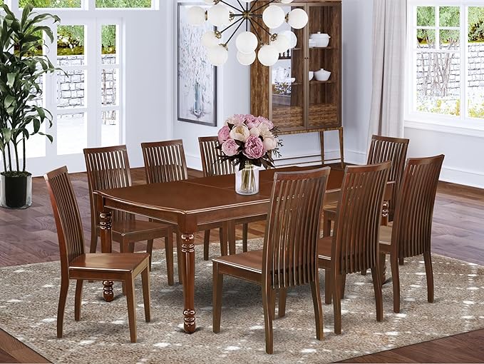 East West Furniture DOIP9-MAH-W 9 Piece Dining Room Furniture Set Includes a - Image 2